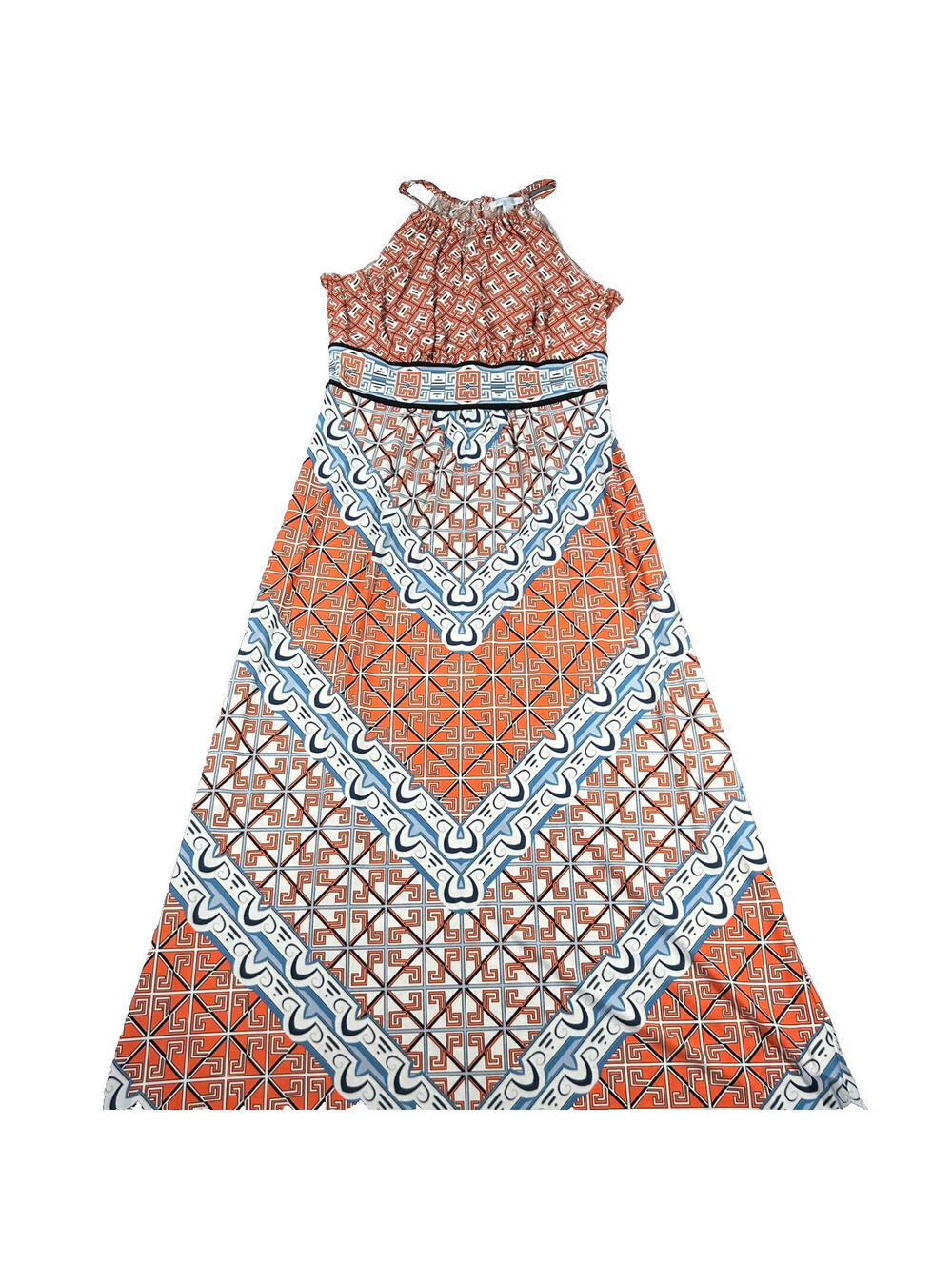 London Times Halter Dress Womens 16 Paisley Geometric Summer Casual Maxi